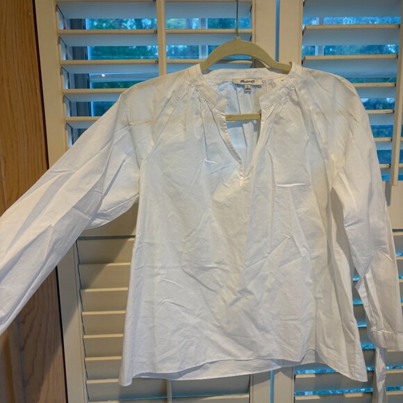 Madewell white blouse with tie sleeves - Picture 4 of 5